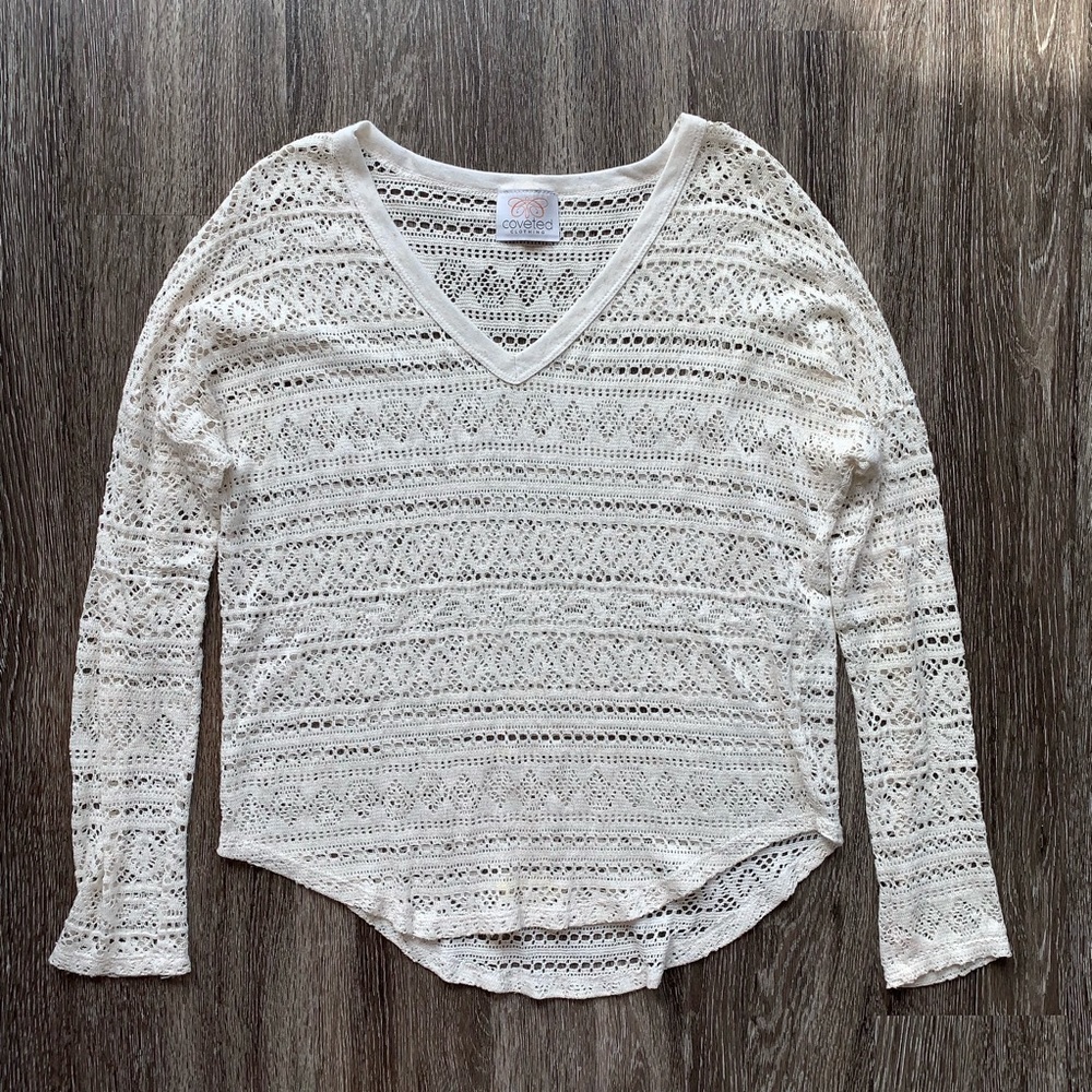 Coveted Clothing Cutout Tan Top